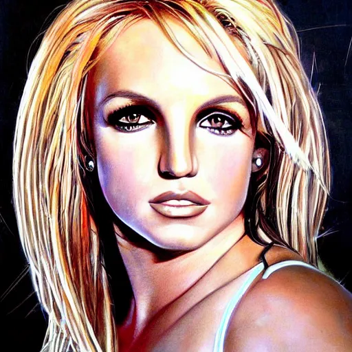 Prompt: detailed portrait of britney spears pencil art, intricate, hyper detailed, realistic, oil painting, by julie bell, frank frazetta, cinematic lighting