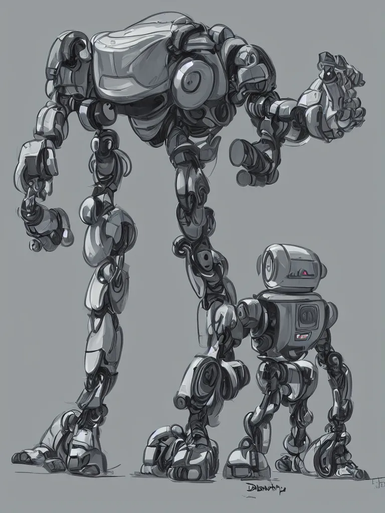 Prompt: robot by disney concept artists, blunt borders, rule of thirds