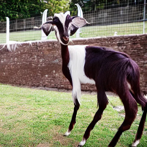 Prompt: The longest, stringiest goat in the world, Guiness Book of World Records holder, photograph