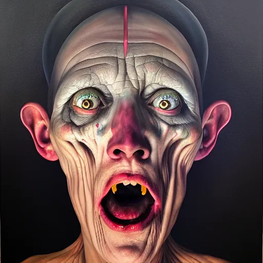 Prompt: ethos of ego, mythos of id, monster of madness. by tracy kobus, hyperrealistic photorealism acrylic on canvas, resembling a high - resolution photograph