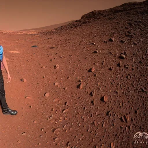 Image similar to a man taking a selfie on mars, 4 k, high detail, high - resolution photograph, professional photography, ultra - detail