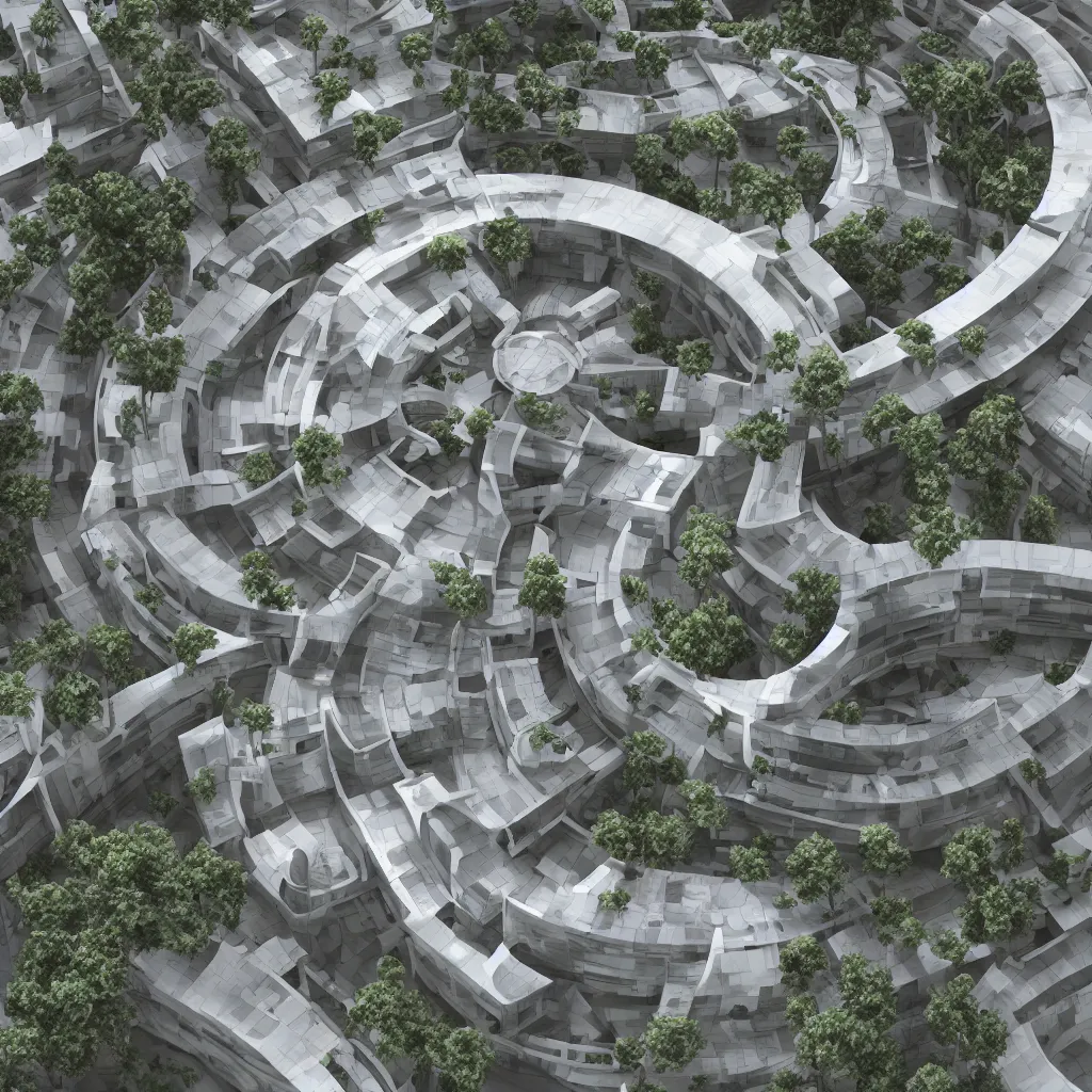 Image similar to visually seductive curvilinear mi architecture render