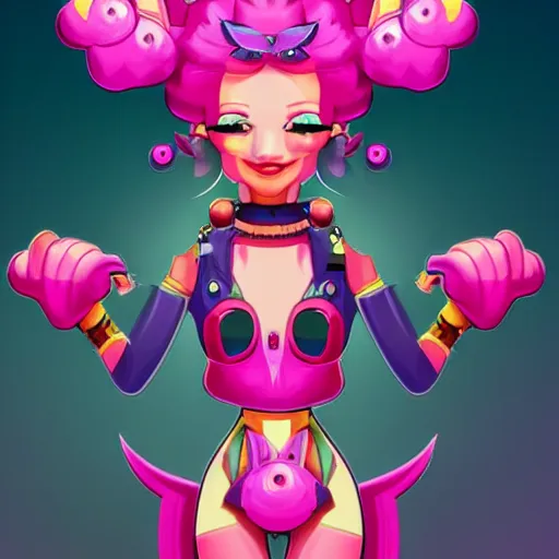 Prompt: candypunk character concept, trending on artstation