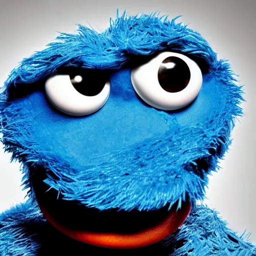 Image similar to meth head cookie monster, 4 k, high detail, high - resolution photograph, professional photography, ultra - detail