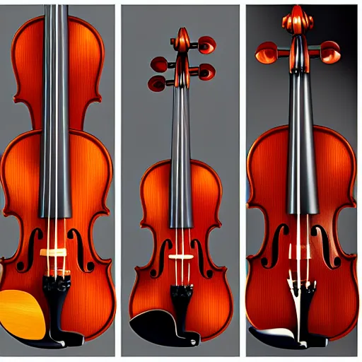 Image similar to violin from all angles, photorealistic, detailed, 4 k, studio lighting,