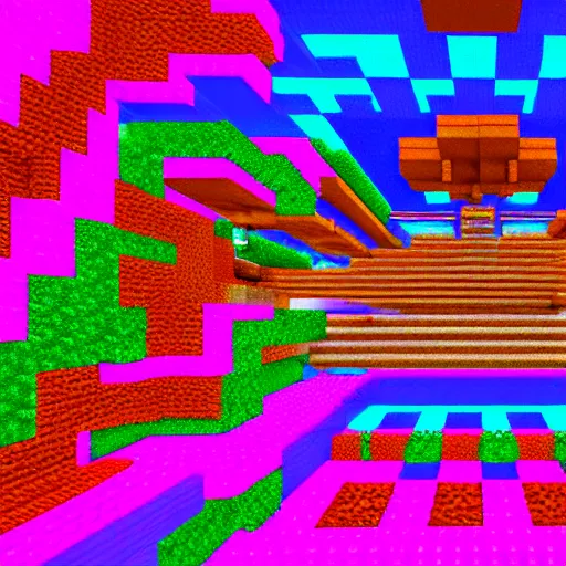 Image similar to psychedelic Minecraft world