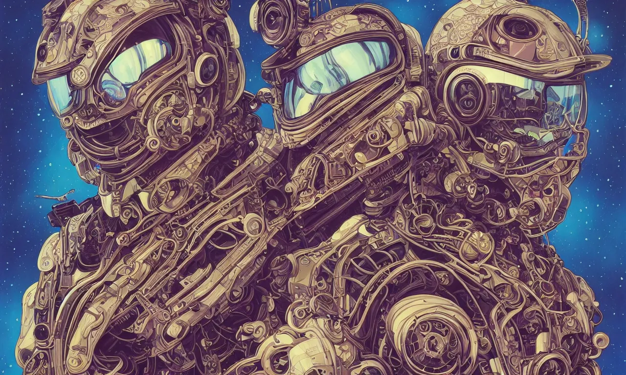 Image similar to high quality high detail biomechanical portrait of a spaceman diesel punk in an alien world, tristan eaton, victo ngai, artgerm, rhads, ross draws, hyperrealism, intricate detailed, alphonse mucha, 8 k, sci - fi, pastel colors, artstation,