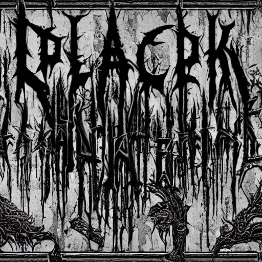 Image similar to black metal band font, unreadable