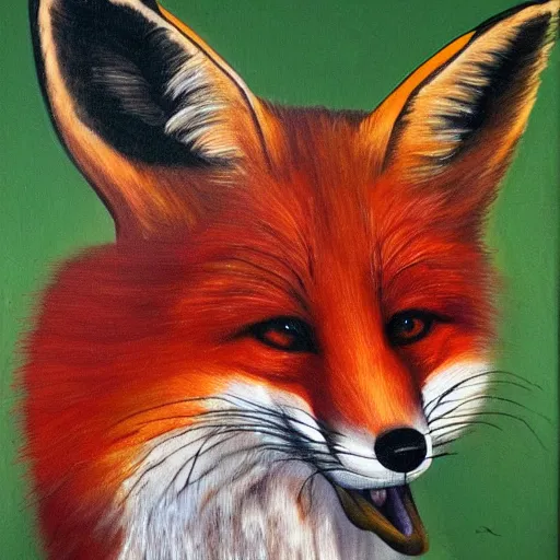 Image similar to painting of fox holding a knife with its mouth