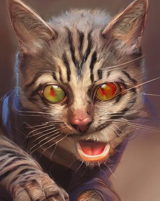 Prompt: spiderman if he were a cat | highly detailed | from the pixar film sneaky cats | very intricate | cinematic lighting | award - winning | closeup portrait | by donato giancola and mandy jurgens and charlie bowater | featured on artstation