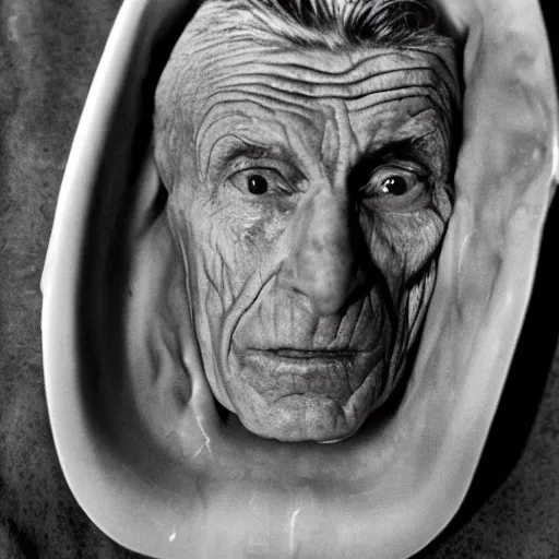 Image similar to samuel beckett's face on a juicy leg of ham