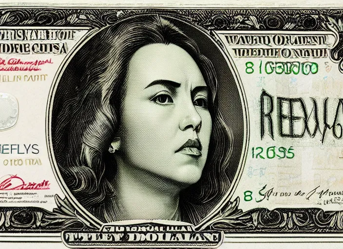 Image similar to reylo kissing, american dollar bill