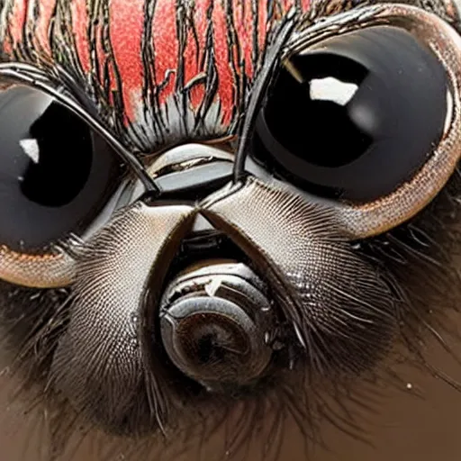 Image similar to a photograph of a fly with donald trump hair