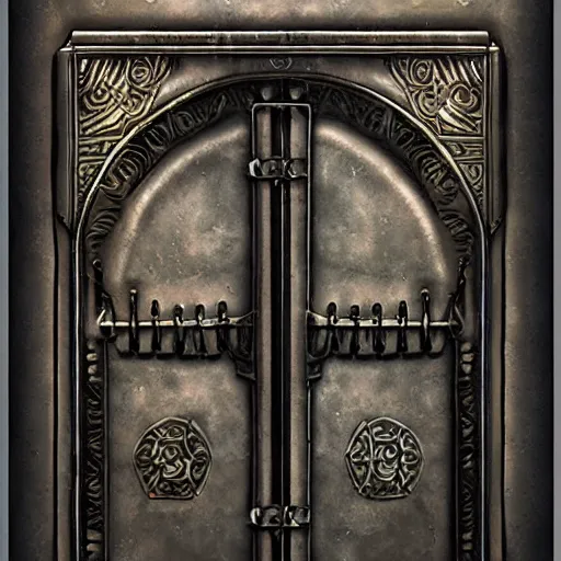 Prompt: iron arc gate door texture, cartoon art style, oil painting, 2 d texture