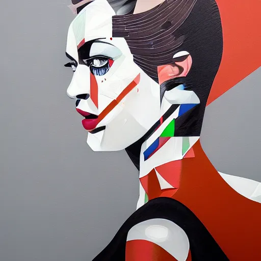 Prompt: beautiful woman seen in profile, haloed by an explosion of microsoft excel chart lines and graphs, white background, sandra chevrier, rik oostenbroek