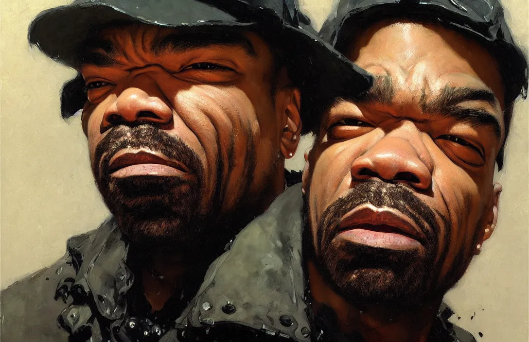 Image similar to portrait of method man!!!!!!!!!!!!!!!!!!!!!!!!!!!, detailed face, detailed painting,, epic lighting, by ilya repin, phil hale and kent williams