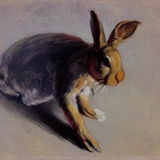 Prompt: panic attack rabbit by joaquin sorolla