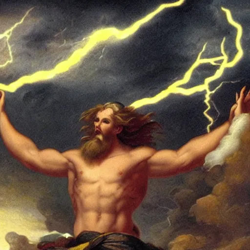 Image similar to zeus throwing lightning bolts