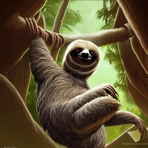 Prompt: a sloth recording voiceover, digital art by łukasz piskorz and patrick mcenvoy and michael komarck, intricate, highly detailed, artstation, concept art, smooth, sharp focus photo centered