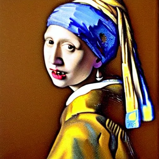 Image similar to Nicholas Cage with a Pearl Earring, Painting by Johannes Vermeer