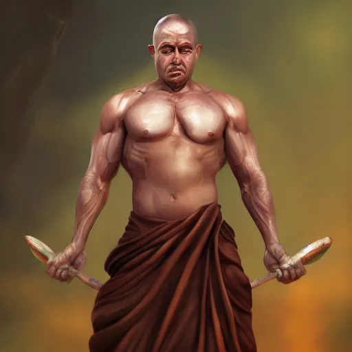 Image similar to muscular monk , concept art , digital painting , 4k , HD