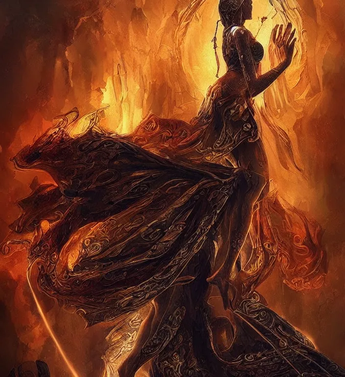 Image similar to a goddess, tarot card, dark souls colour scheme, coherent, kerem beyit, Karol Bak, featured on artstation, instagram HD