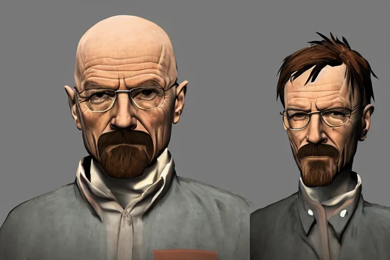 Image similar to Walter White as a character in the video game Garry's Mod,