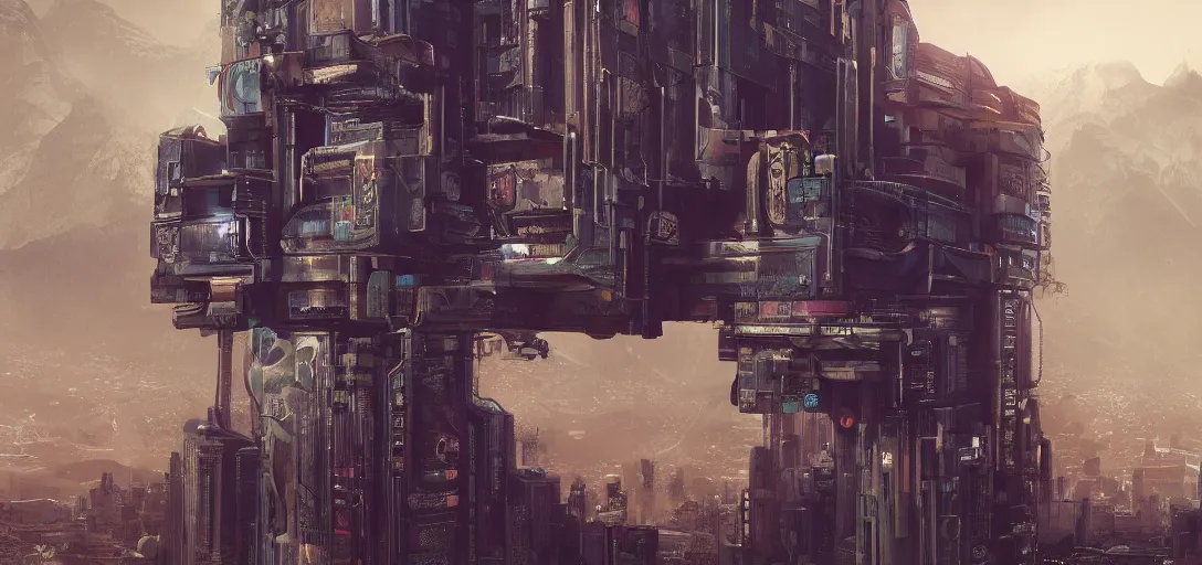 Image similar to cyberpunk zakopane designed by louis sullivan, still from a movie, photo art, artgerm, trending on artstation