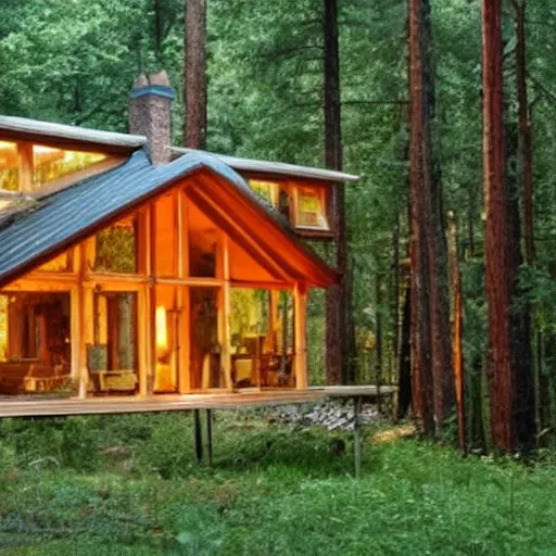 Image similar to a beautiful wood cabin in the forest made of angelina jolie