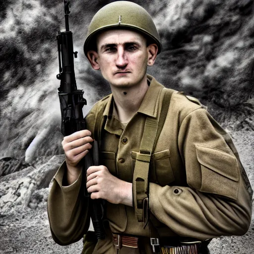 Image similar to world war 2 soldiers, 4 k, high resolution, still, landscape, hd, dslr, hyper realistic