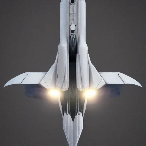 Image similar to symmetry!! a mechanized falcon with it's wings spread, gunmetal grey, top down view!! mecha, jet fighter, space shuttle, robotic, highly detailed, artstation, super realistic, unreal engine