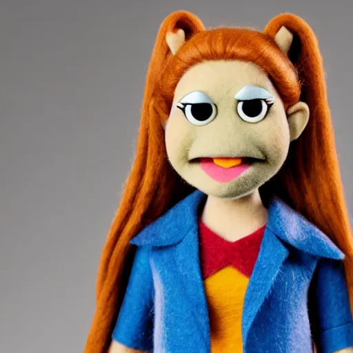 Prompt: buffy the vampire slayer as a muppet. highly detailed felt. hyper real photo. 4 k.