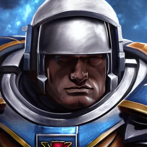 Image similar to Henry Cavill as a Space Marine, closeup character portrait art by artgem, digital art, trending on artstation