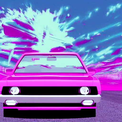 Image similar to a car, vaporwave