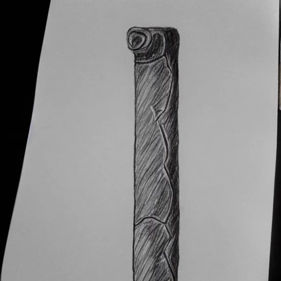 Image similar to a pencil drawing of a sword in a stone. by pen tacular