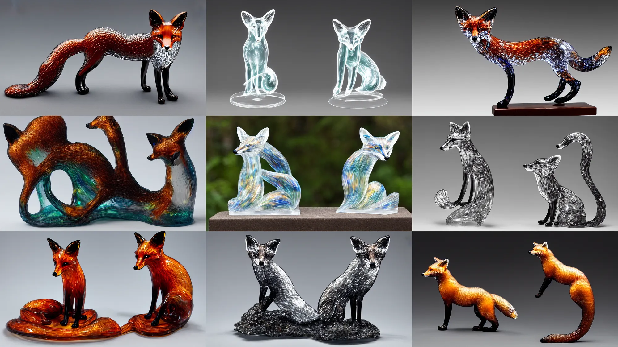 Prompt: glass sculpture of a fox