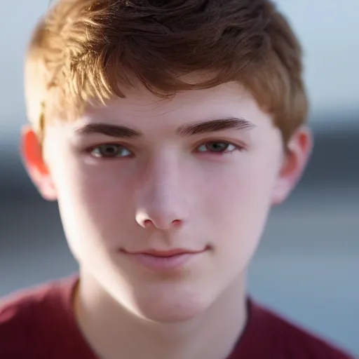 Prompt: Portrait of a teenage boy wearing an eyepatch. With natural brown hair, pale skin. Detailed face, blurred background.