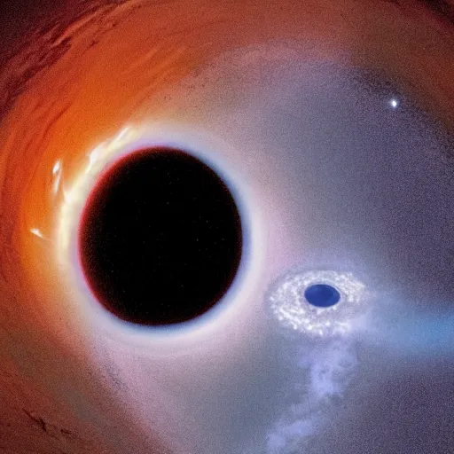 Image similar to photograph of an astronaut going through a black hole