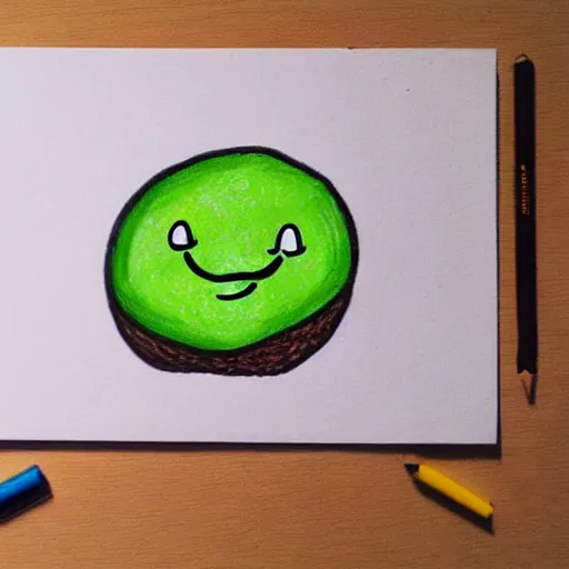 Image similar to drawing of avocado with cute smile face kawai art