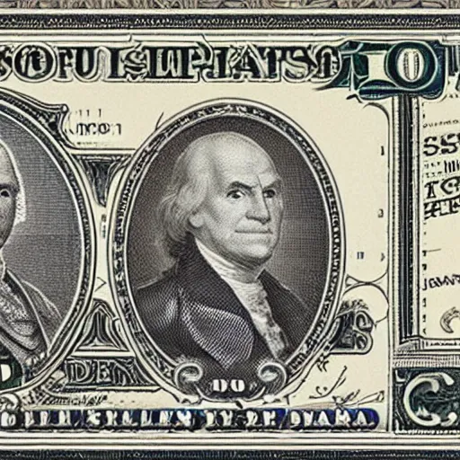 Prompt: an intricately detailed new dollar bill design featuring a portrait of Thomas the Tank Engine