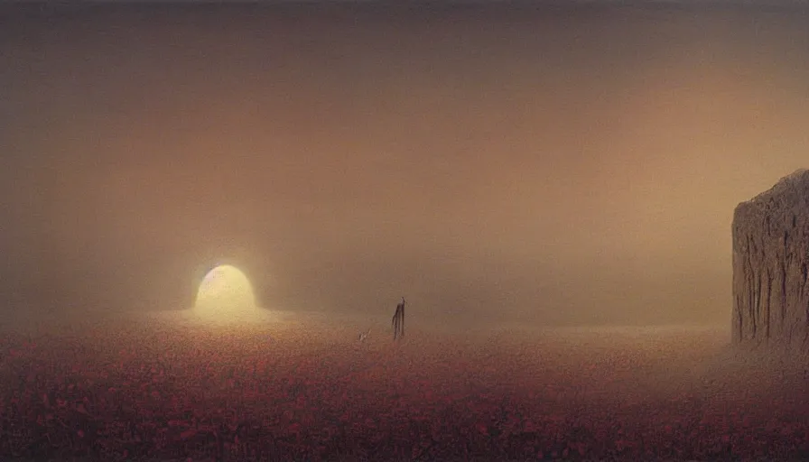 Image similar to the reaper of souls, landscape artwork by zdzislaw beksinski