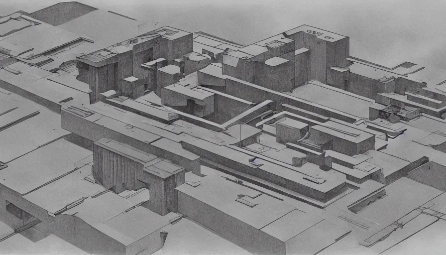 Prompt: big brutalist military base on clliffs, drawing architecture, very long shot, top angle, pritzker architecture prize, science fiction