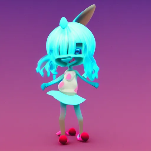 Prompt: a cute cyan character design of a crystal wearing a red headband on top, 4K HD, 3D render