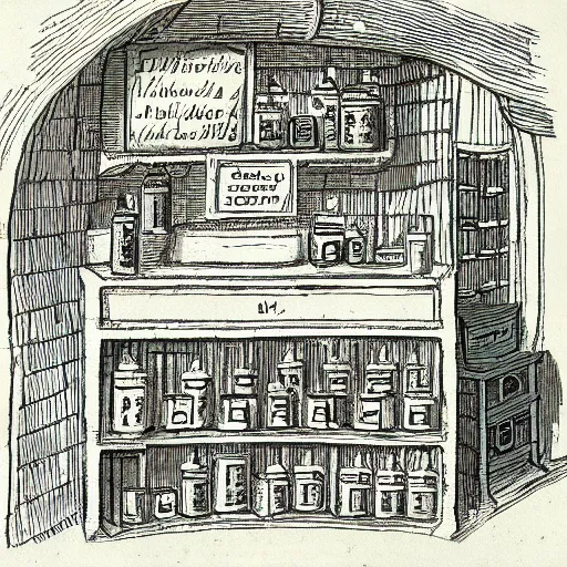 Prompt: 12th century apothecary shop