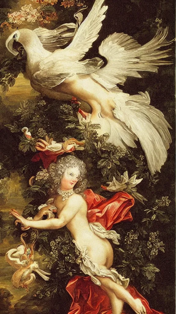 Prompt: rococo painting of a sexy pigeon, y 2 k aesthetic, clip art