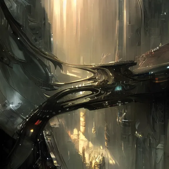 Prompt: a painting in the style of stephan martiniere