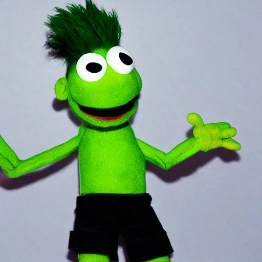 Image similar to JackSepticEye as a muppet, photorealistic