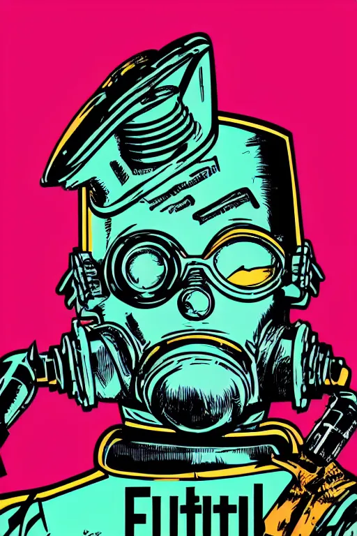 Image similar to fallout 7 6 retro futurist illustration art by butcher billy, sticker, colorful, illustration, highly detailed, simple, smooth and clean vector curves, no jagged lines, vector art, smooth andy warhol style