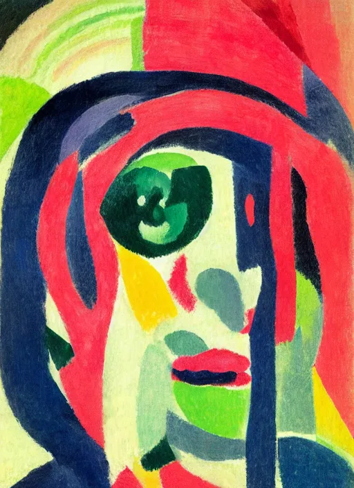 Image similar to an extreme close-up abstract portrait of a man enshrouded in an impressionist representation of Mother Nature and the meaning of life by Sonia Delaunay and Igor Scherbakov, abstract colorful lake garden at night, thick visible brush strokes, figure painting by Anthony Cudahy and Rae Klein, vintage postcard illustration, minimalist cover art by Mitchell Hooks
