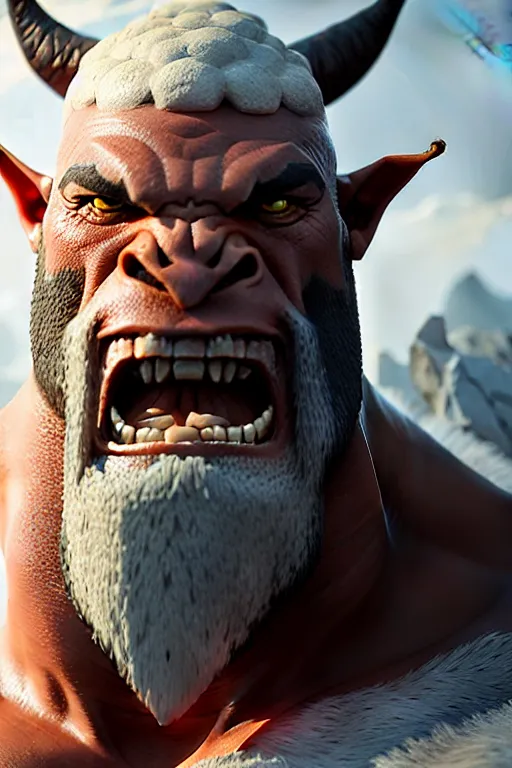 Image similar to orc barbarian male, finely detailed perfect face, exquisite details, earth magic, mid view, design on a white background, by studio muti, greg rutkowski makoto shinkai takashi takeuchi studio ghibli